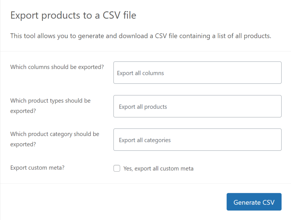 WooCommerce Product Export Plugin - Built-in Export Tool