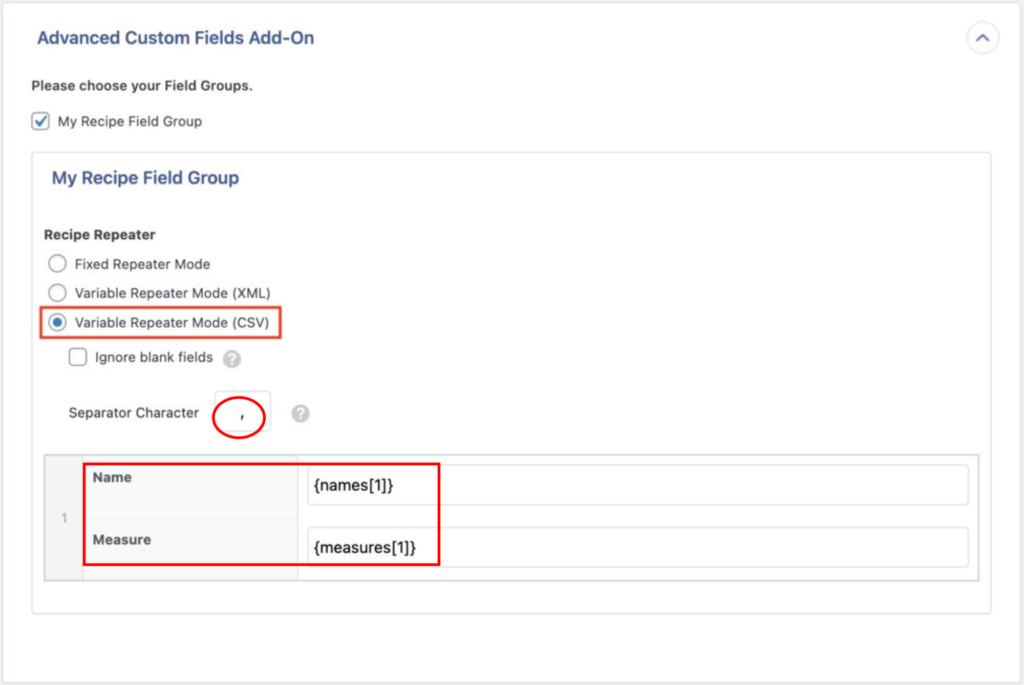 Importing ACF Fields - Variable Repeater Mode CSV Mapping
