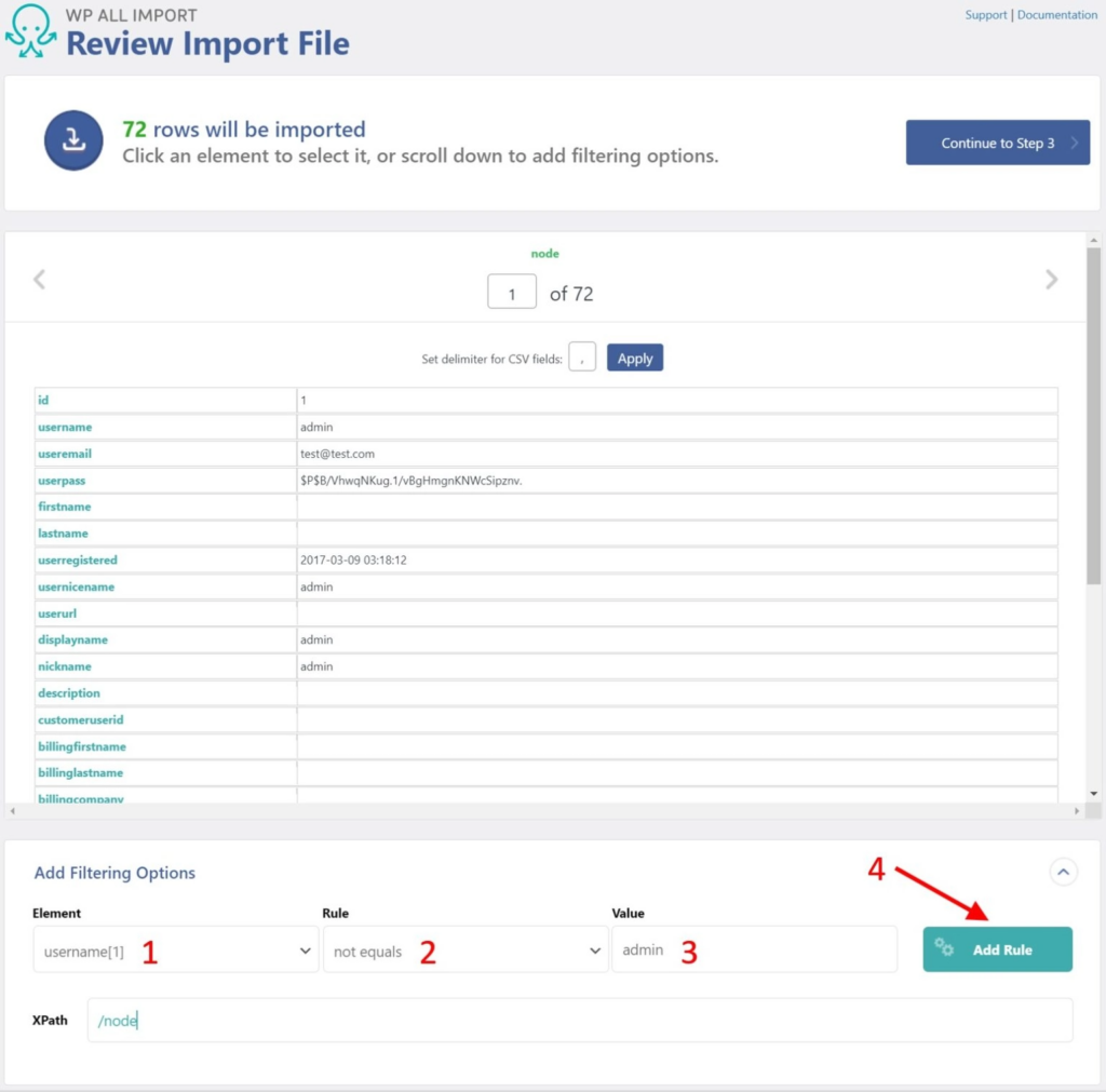 Importing WordPress Data - Filtering Options