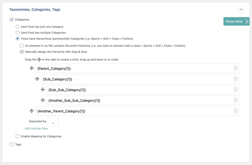 Import Product Categories to WooCommerce - Manual Hierarchies