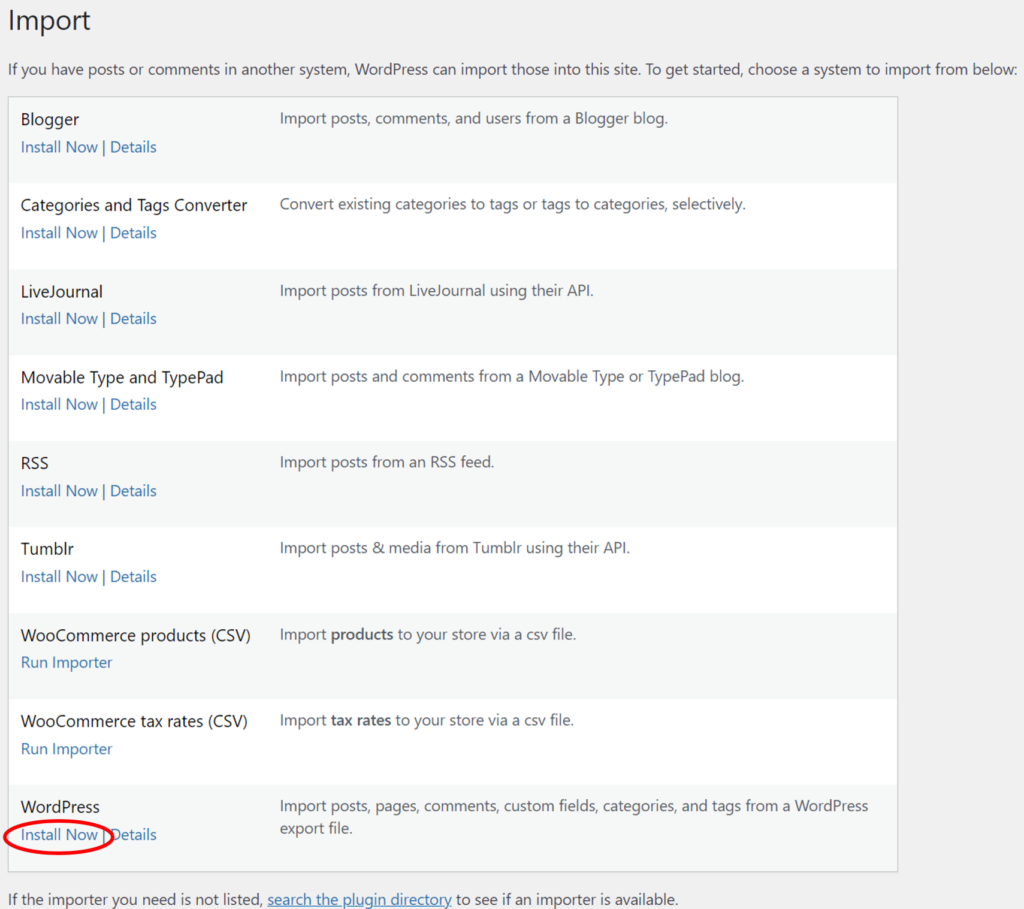 Import WordPress Posts With Images - Install WordPress Importer Plugin