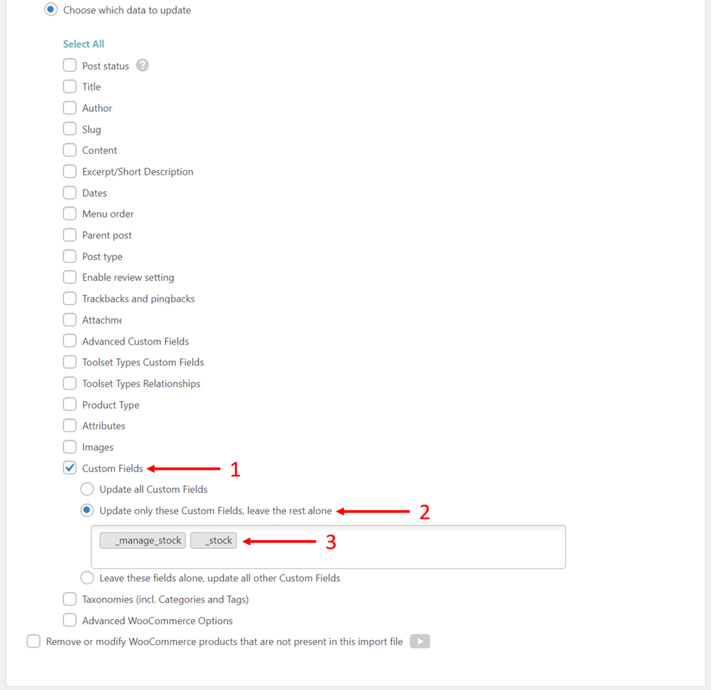 Update Stock WooCommerce - Import Settings 2