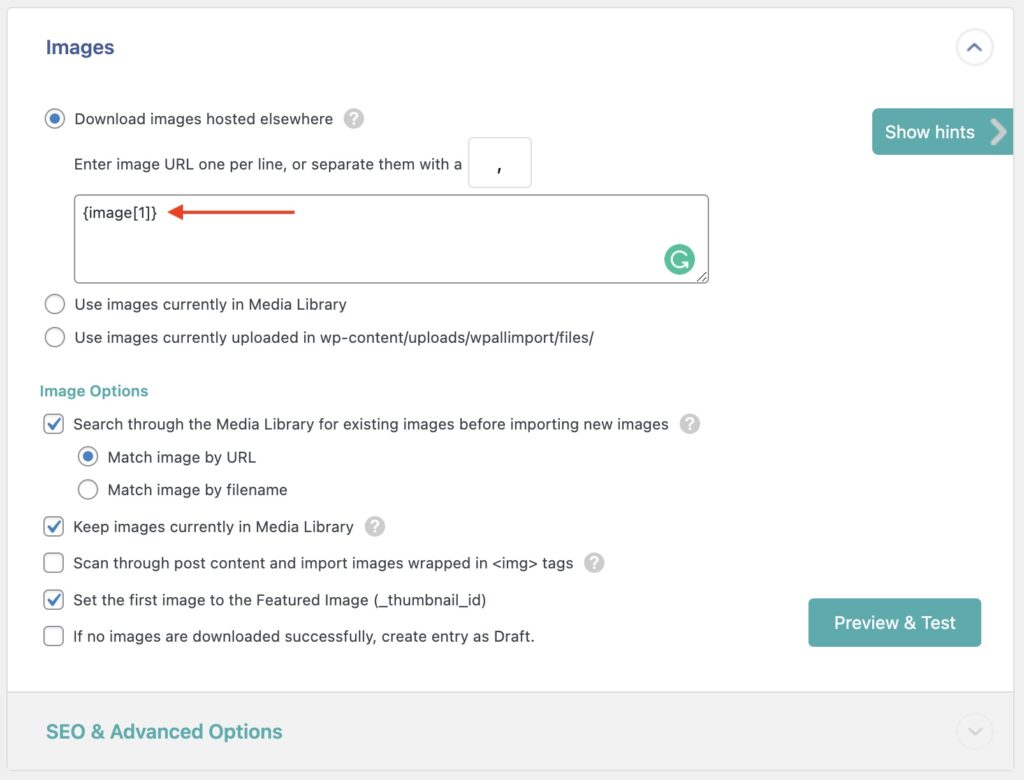 Import WordPress Posts - Images