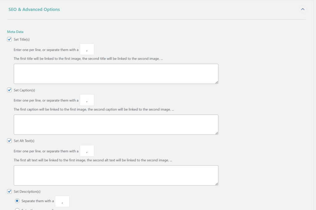 Importing a WooCommerce Product Gallery - SEO and Advanced Options