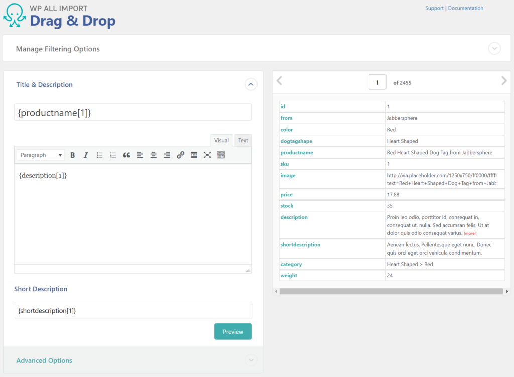 WooCommerce Product Import Template - Drag & Drop