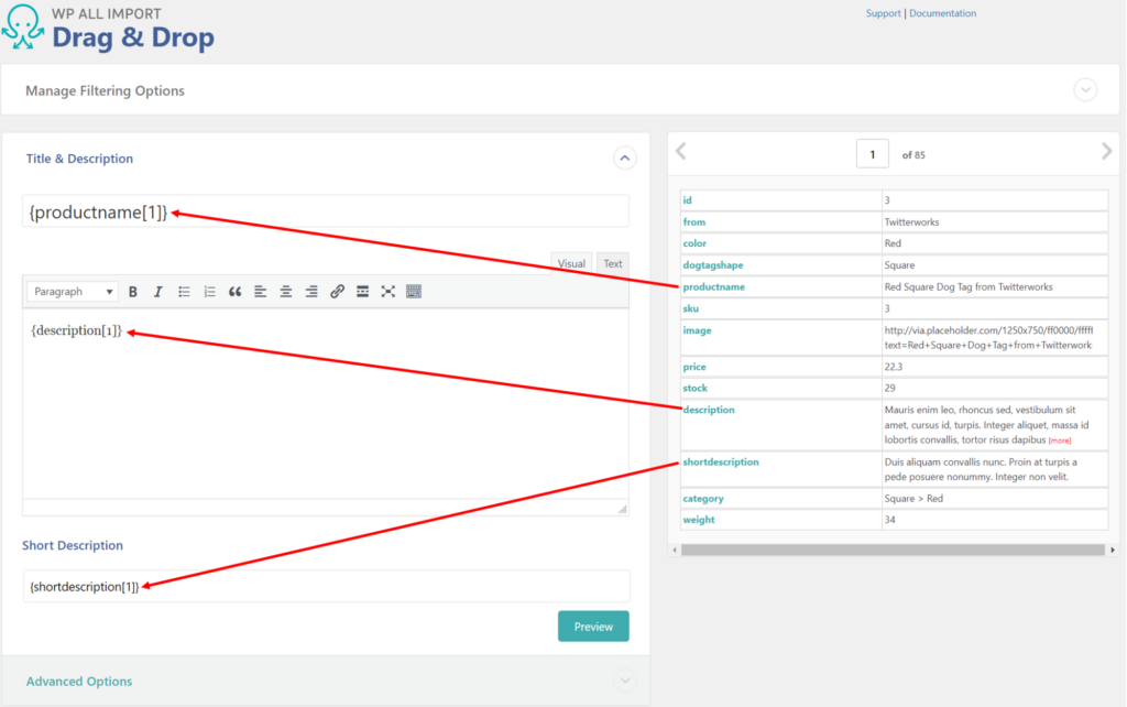 WooCommerce Product Import Template - Mapping Data to Fields