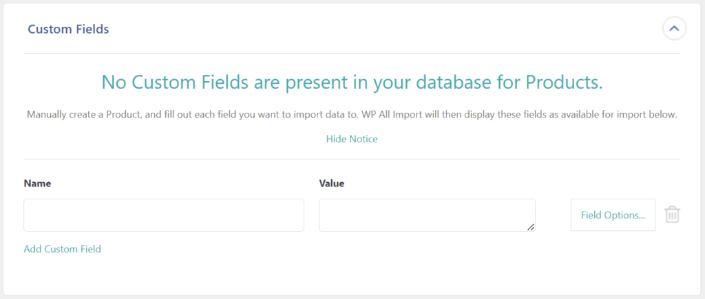 Import Data into WooCommerce Product Custom Fields - No Custom Fields