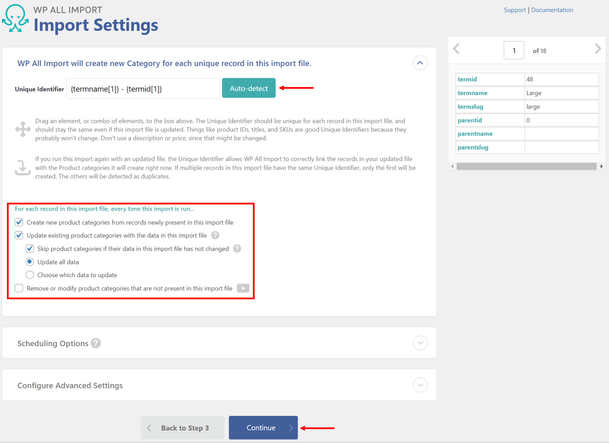 Import Product Categories to WooCommerce - Import Settings