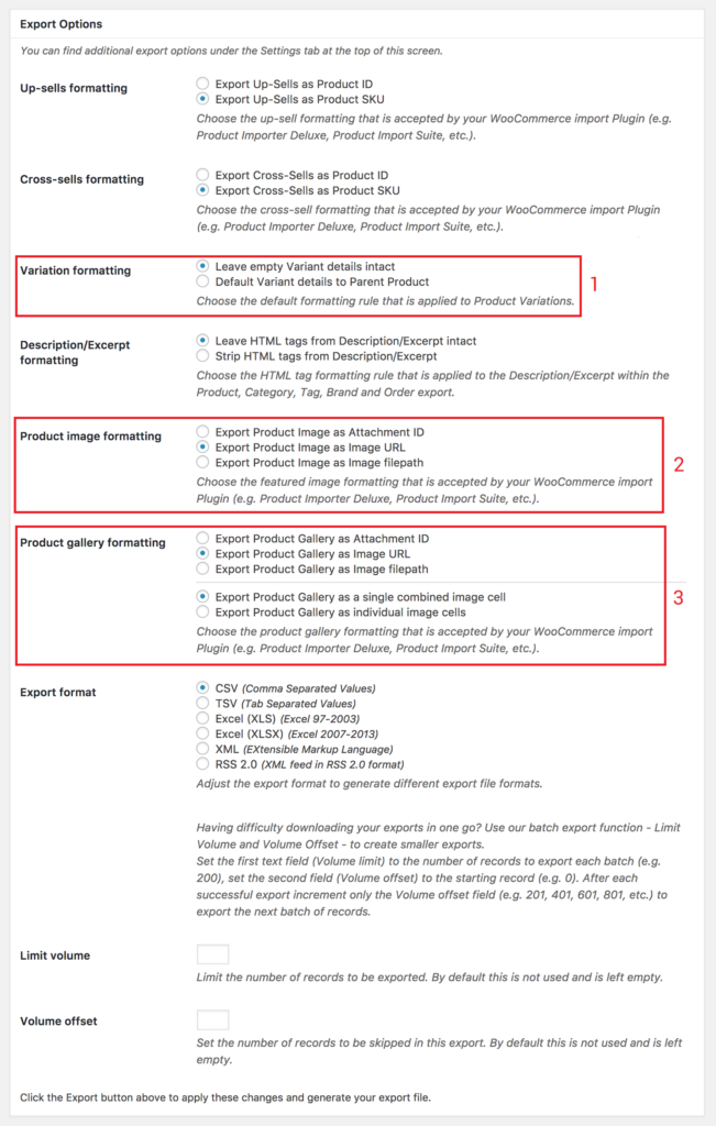 WooCommerce Product Export CSV - Store Exporter Export Options