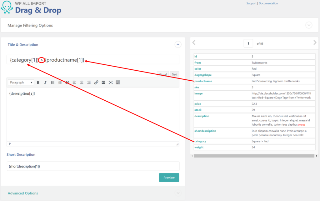 WooCommerce Product Import Template - Combining Data Elements