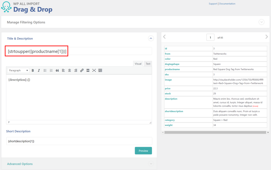 WooCommerce Product Import Template - Inline PHP