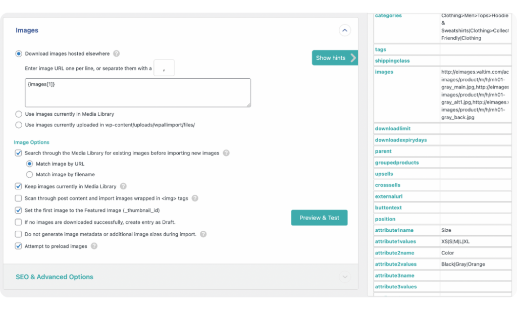 map WooCommerce product images