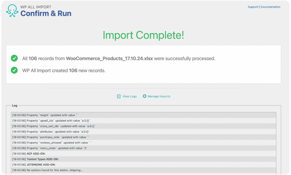 product import complete with custom field
