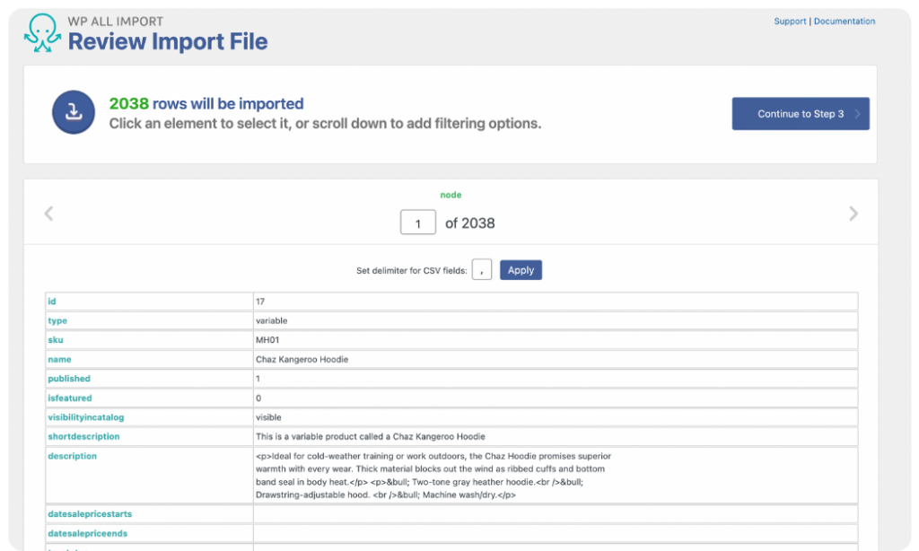 review the loaded woocommerce product data