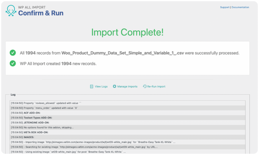run variable product import in WP All Import