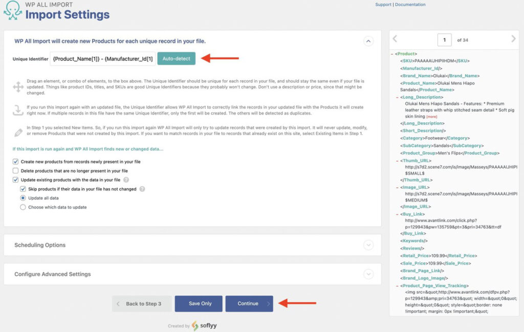 set the unique identifier for the product import