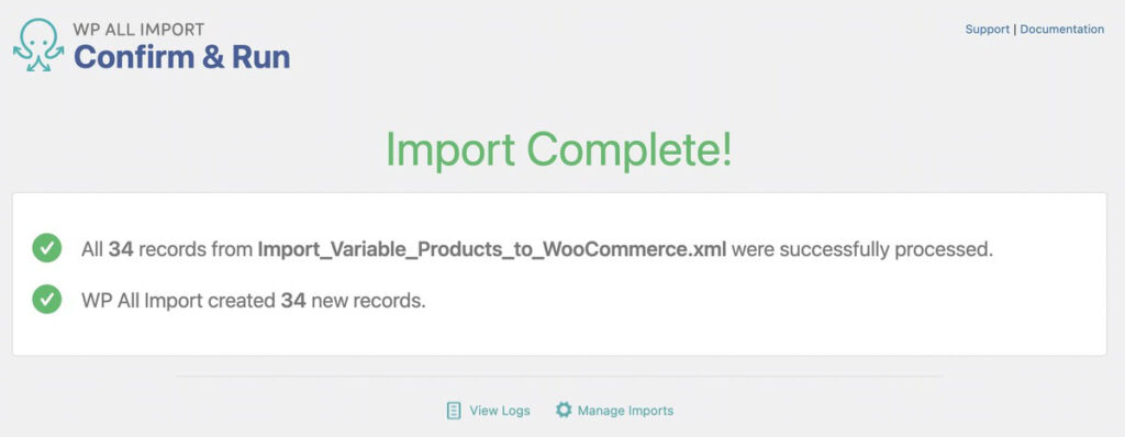 shopify to WooComemrce product import complete