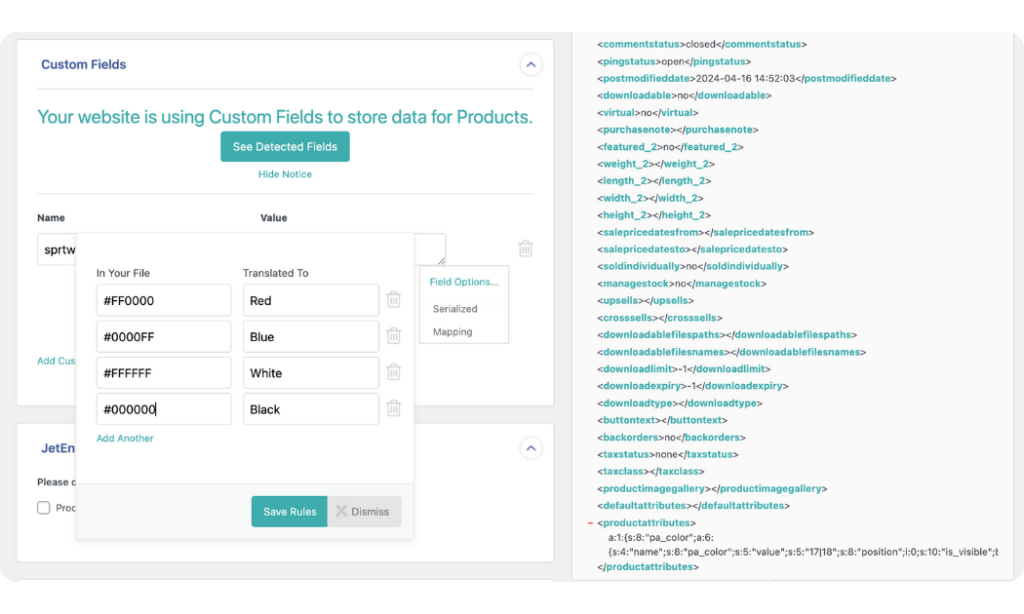translate custom field data in WooCommerce