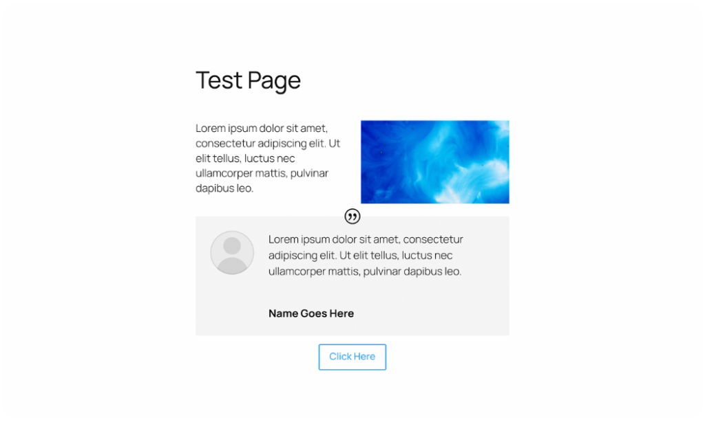 Divi test page for page speed