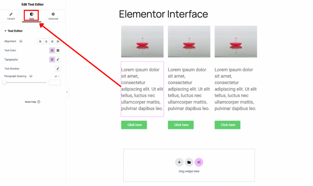 Elementor widgets style tab customization options