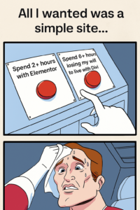 Elementor vs Divi Built Same Site Meme