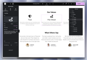 Values and Testimonials in Elementor