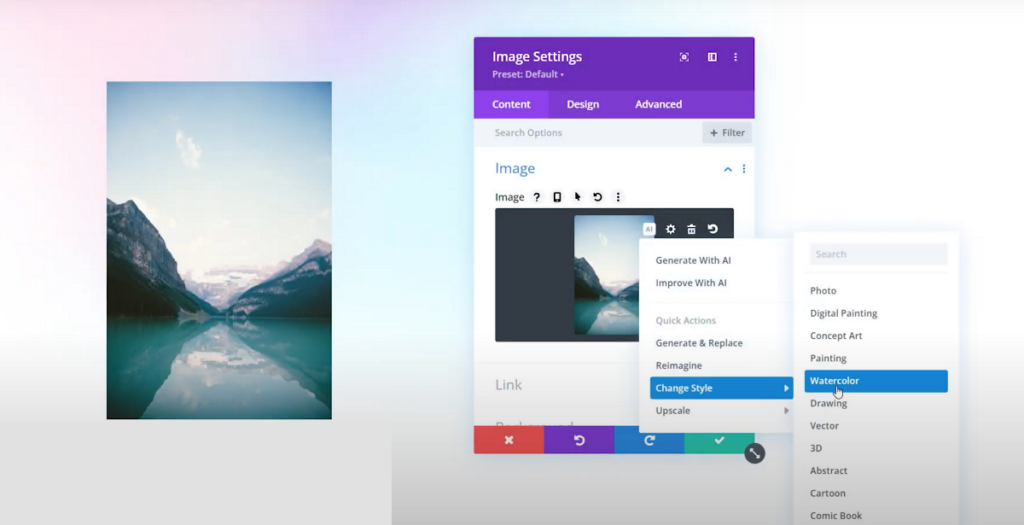 AI image editor in Divi