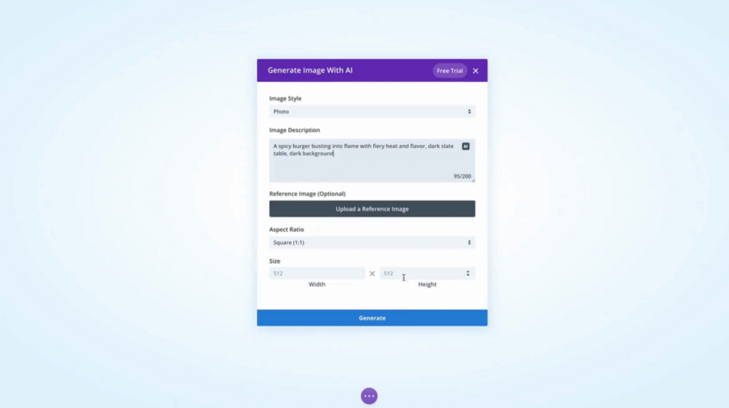 AI image generator in Divi