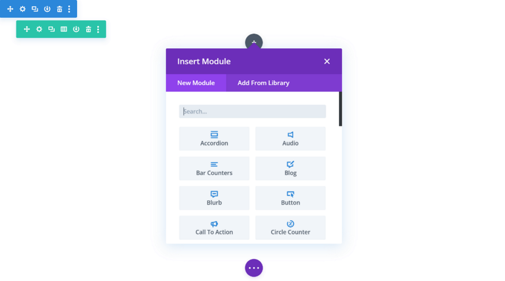 Divi module list window