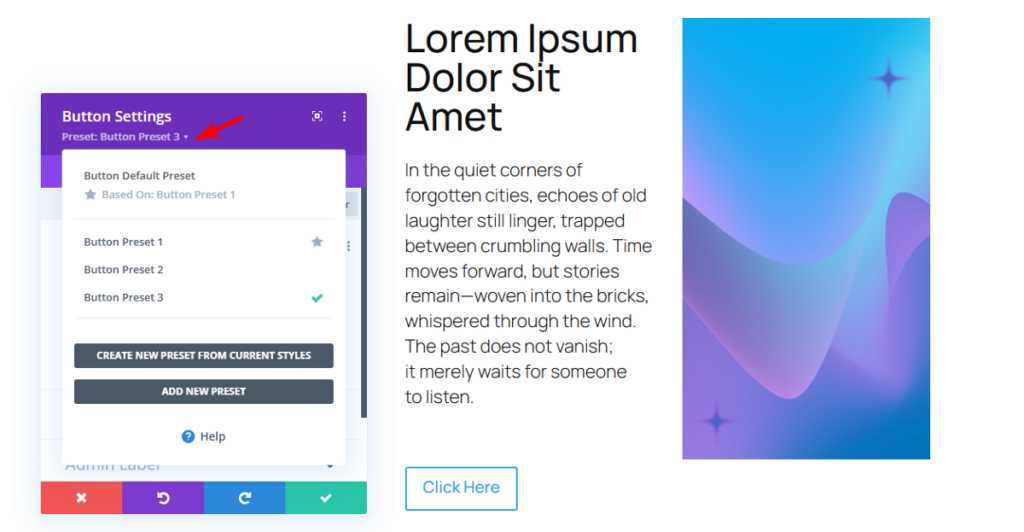 Divi module presets