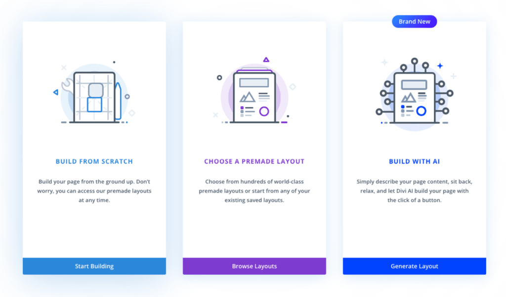 Divi page start screen options