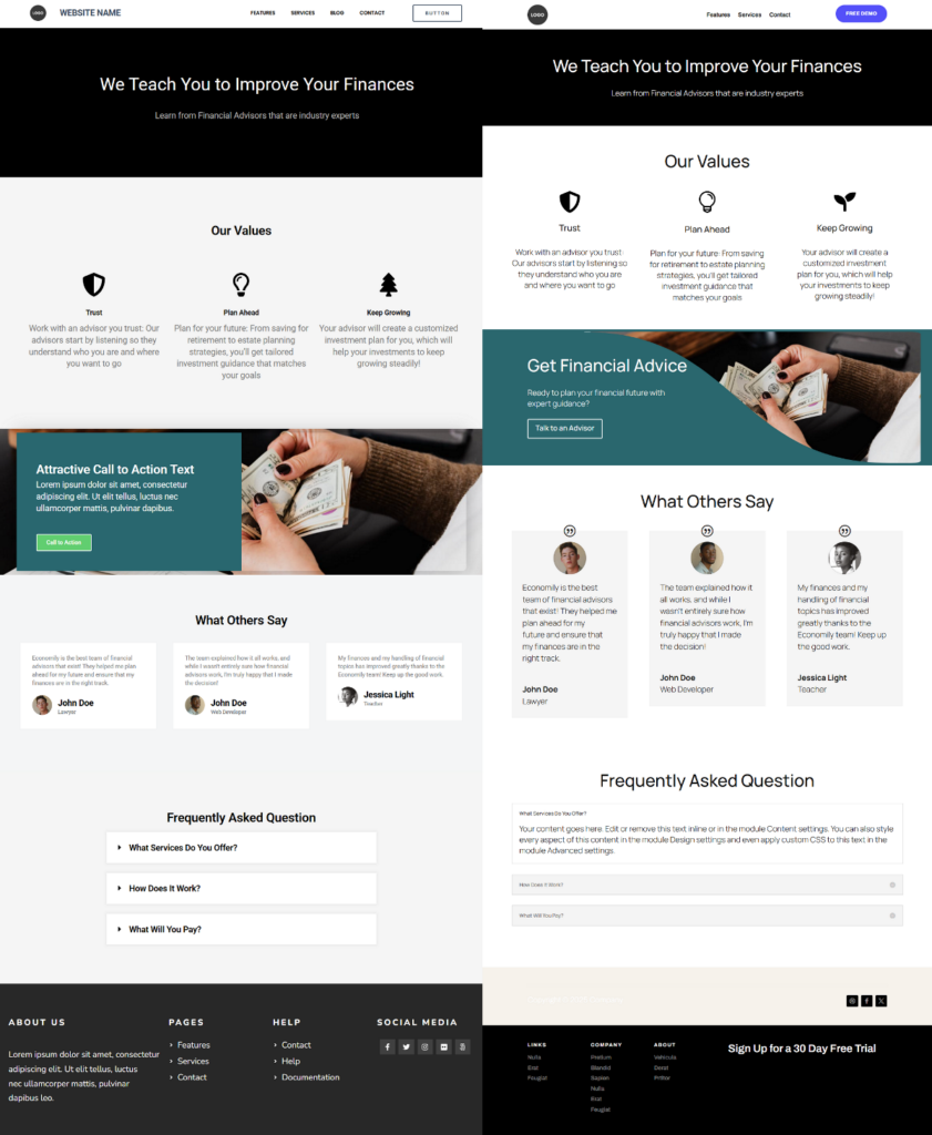 Elementor and Divi moderate page