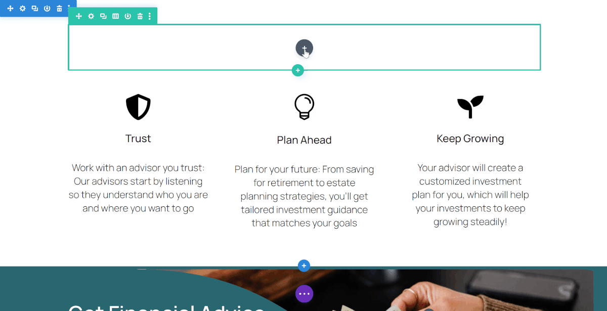 Divi adding a heading module and movable window